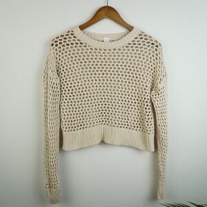 Old Navy 100% Cotton Knit Sweater Light Brown Earthy Coastal Boho Long Sleeve S